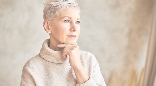 Older woman contemplating the best treatment plan for menopause